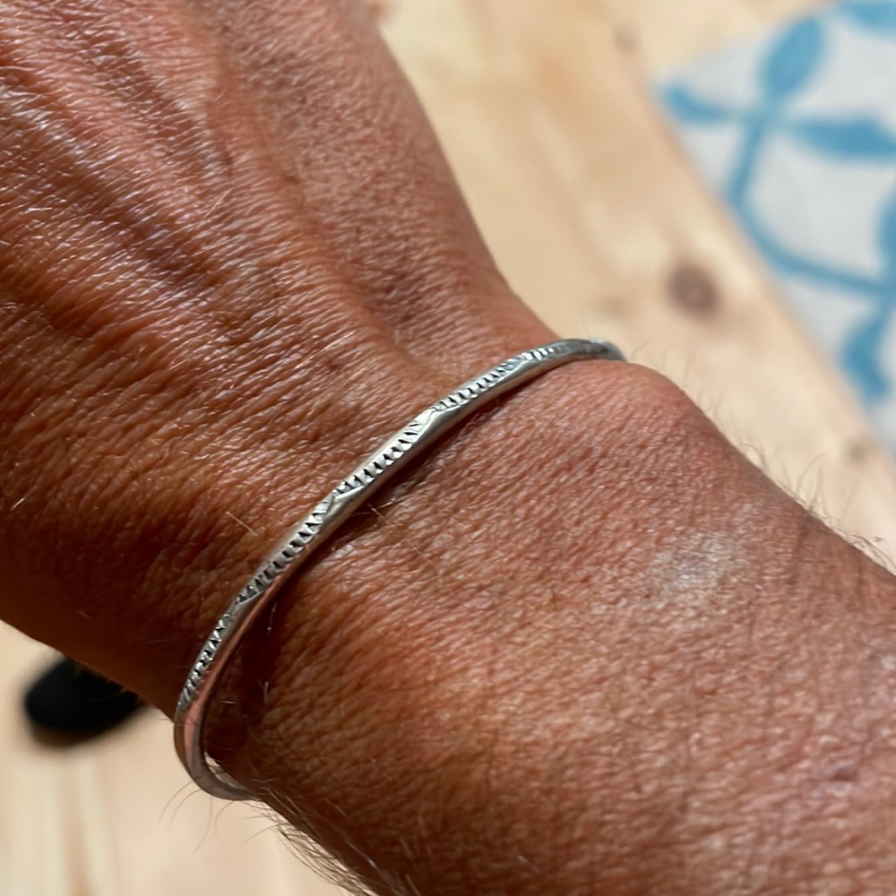 Hand stamped silver bracelet